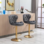 Upholstered Armless Adjustable Height Bar Stools with Footrest
