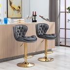 Upholstered Armless Adjustable Height Bar Stools with Footrest