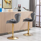 Upholstered Armless Adjustable Height Bar Stools with Footrest