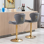 Upholstered Armless Adjustable Height Bar Stools with Footrest