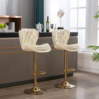 Upholstered Armless Adjustable Height Bar Stools with Footrest