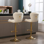 Upholstered Armless Adjustable Height Bar Stools with Footrest