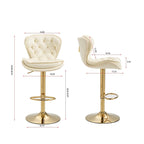 Upholstered Armless Adjustable Height Bar Stools with Footrest