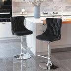 Swivel Velvet Barstools Adjustable Seat Height from 25-33 Inch, Upholstered Chrome Base Bar Stools with Backs