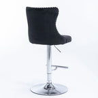 Swivel Velvet Barstools Adjustable Seat Height from 25-33 Inch, Upholstered Chrome Base Bar Stools with Backs