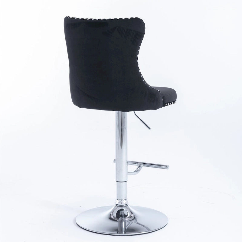 Swivel Velvet Barstools Adjustable Seat Height from 25-33 Inch, Upholstered Chrome Base Bar Stools with Backs