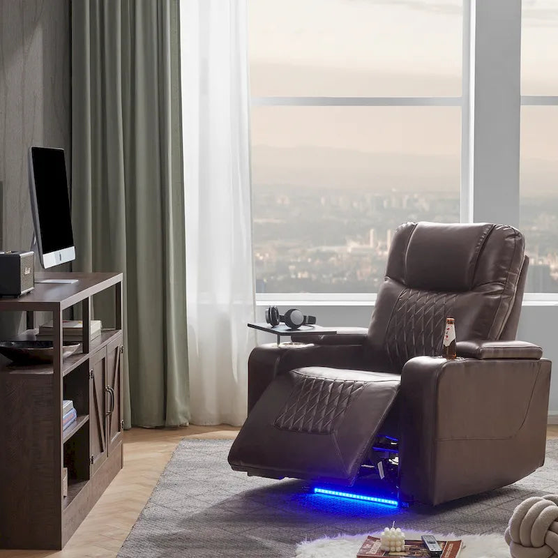 Power Motion Recliner with 2 Convenient Cup Holders