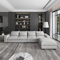 150 Wide L-Shape Linen Sofa Couch, Modern Feather Filled Sectional Sofa Couch with Ottoman