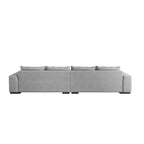150 Wide L-Shape Linen Sofa Couch, Modern Feather Filled Sectional Sofa Couch with Ottoman