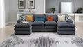 Gray Modern U-Shaped Modular Sectional Sofa with Double Chaise Lounge
