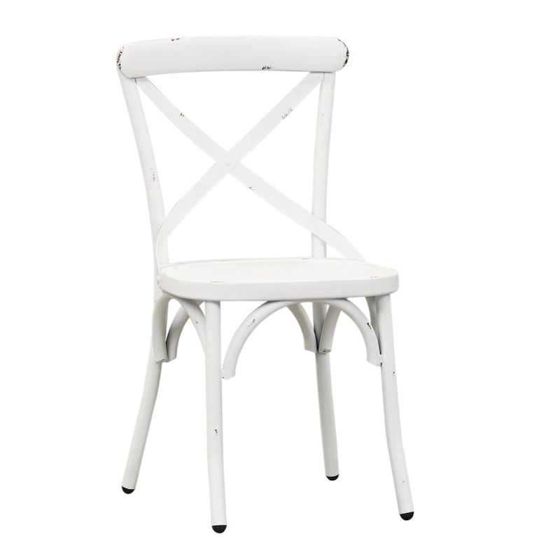 Vintage Series Distressed Metal X Back Side Chair - Antique White