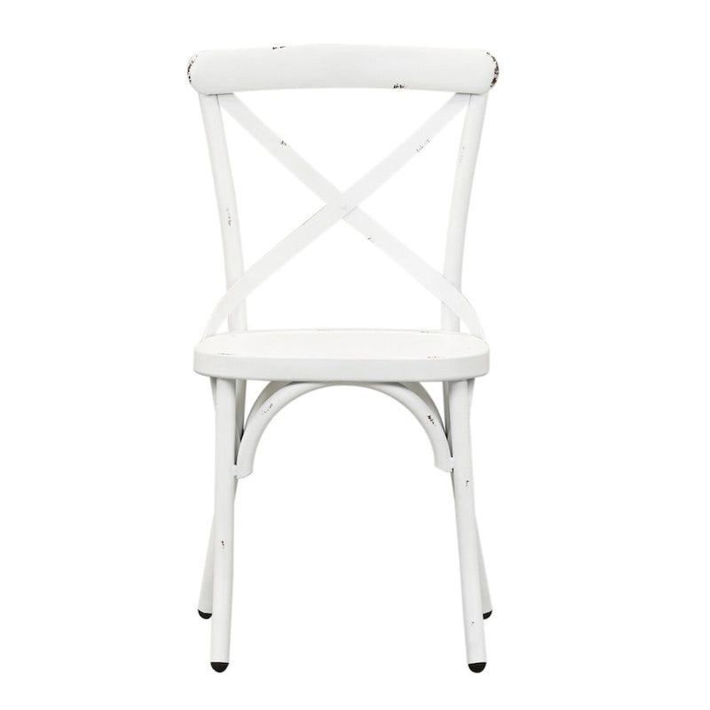 Vintage Series Distressed Metal X Back Side Chair - Antique White