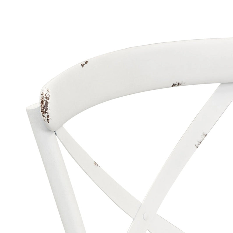 Vintage Series Distressed Metal X Back Side Chair - Antique White