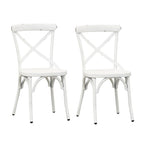 Vintage Series Distressed Metal X Back Side Chair - Antique White