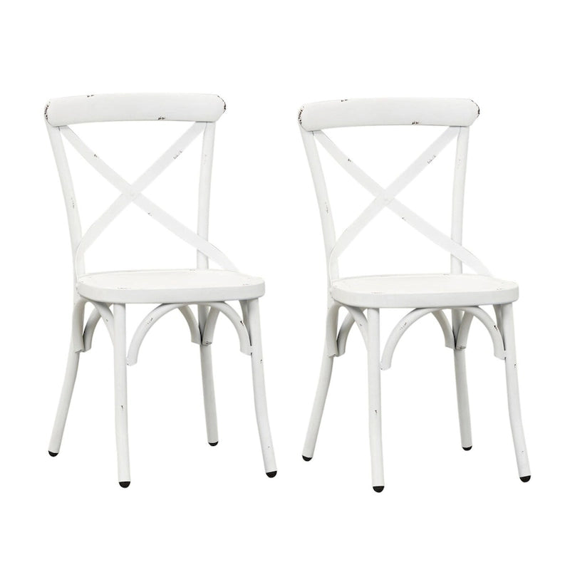 Vintage Series Distressed Metal X Back Side Chair - Antique White