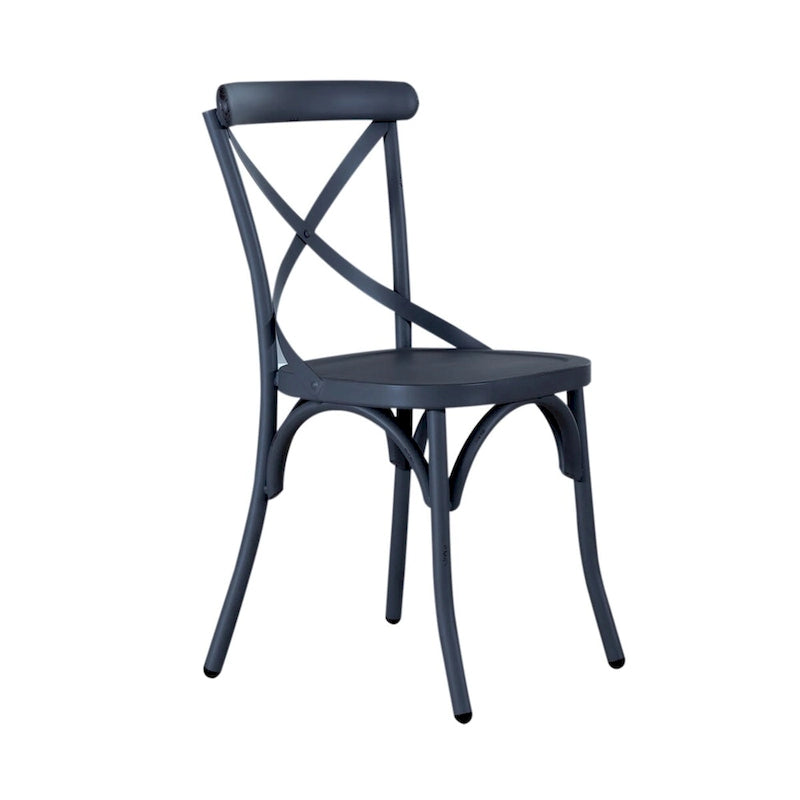 Vintage Series Distressed Metal X Back Side Chair - Antique White