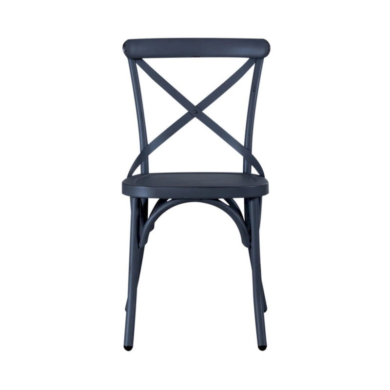 Vintage Series Distressed Metal X Back Side Chair - Antique White