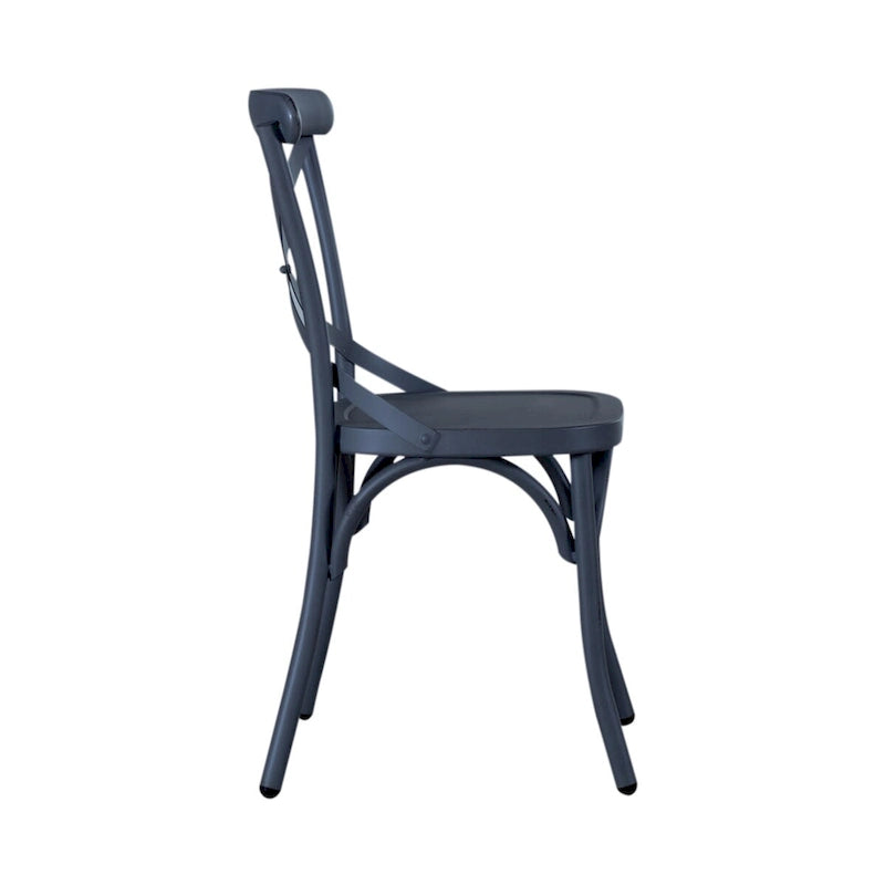 Vintage Series Distressed Metal X Back Side Chair - Antique White