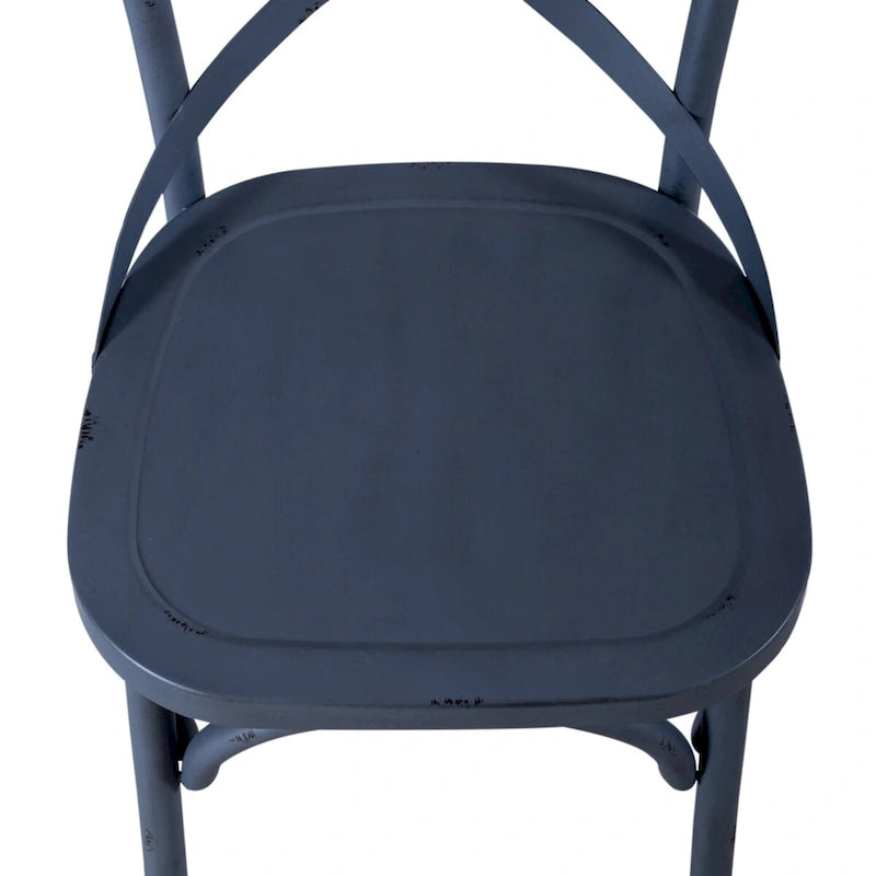 Vintage Series Distressed Metal X Back Side Chair - Antique White