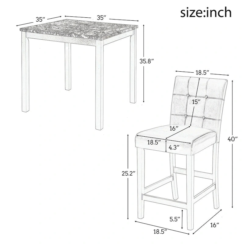 Kitchen Dining Table with 4 Chairs