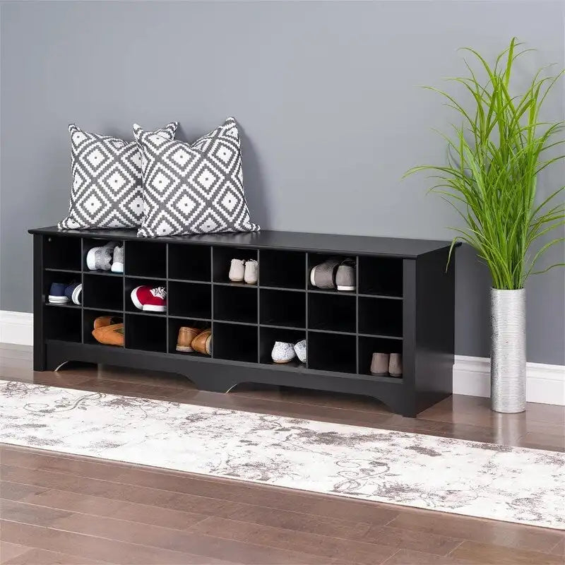 24 Pair Shoe Storage Cubby Bench - 15.5D x 60W x 20.25H