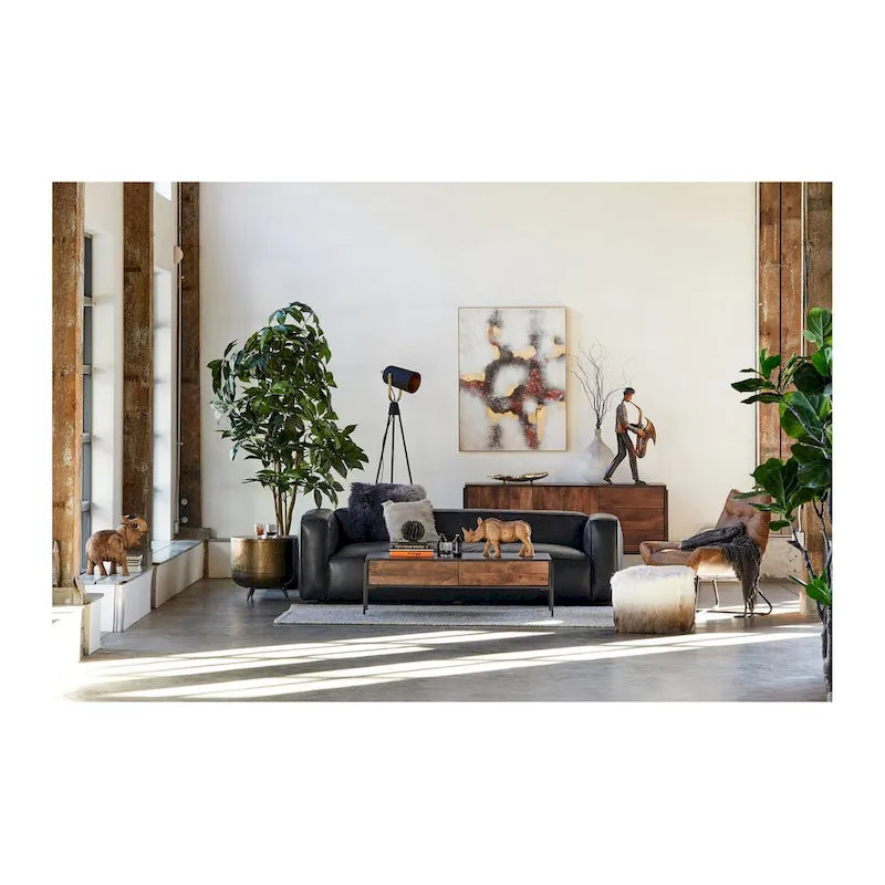 Rustic Drum-Style Aluminum Accent Table - 19W x 19D x 18H