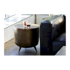 Rustic Drum-Style Aluminum Accent Table - 19W x 19D x 18H