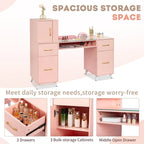 Embossed Particle Board Tempered Glass 55 W Manicure Table
