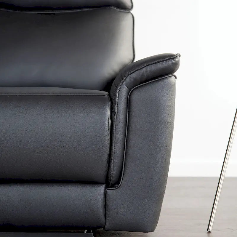 Modern Leather Match Manual Reclining Sofa with Flared Padded Arms