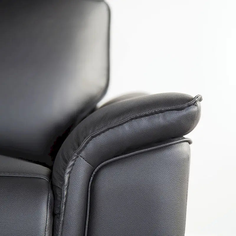 Modern Leather Match Manual Reclining Sofa with Flared Padded Arms