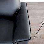 Modern Leather Match Manual Reclining Sofa with Flared Padded Arms