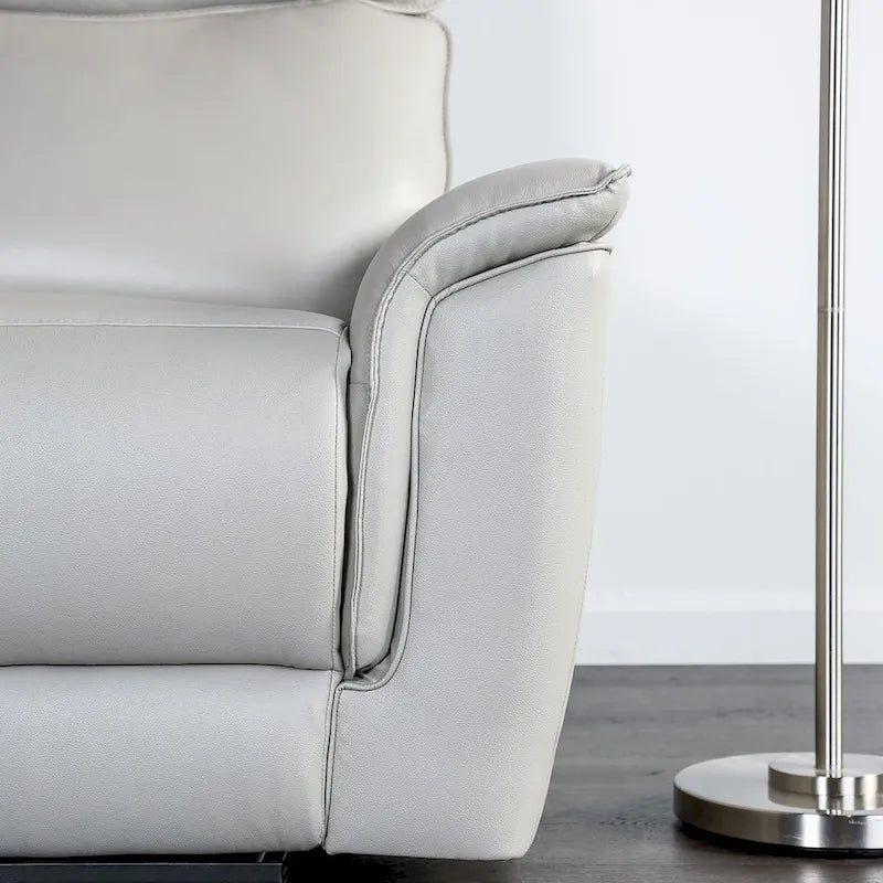 Modern Leather Match Manual Reclining Sofa with Flared Padded Arms