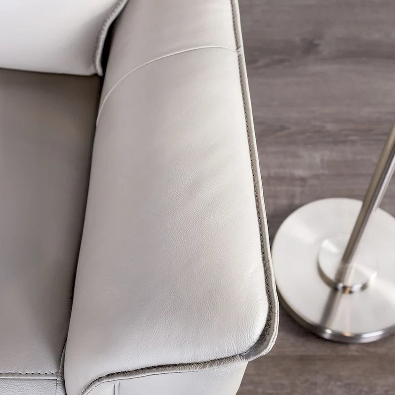 Modern Leather Match Manual Reclining Sofa with Flared Padded Arms