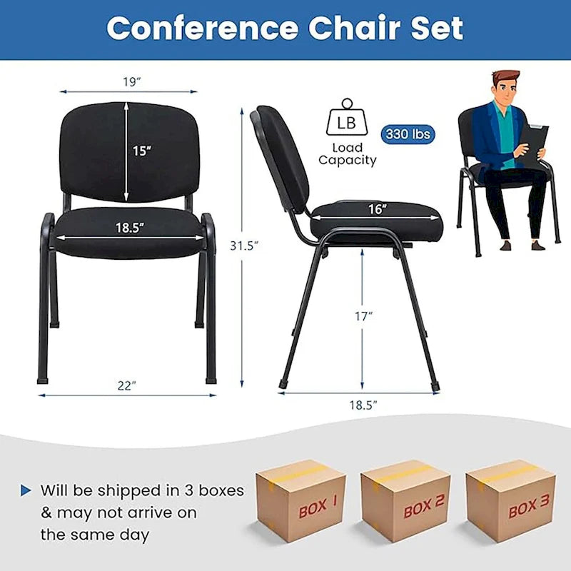 Meeting Room Conference Chair w/ Metal Frame & Upholstered Back